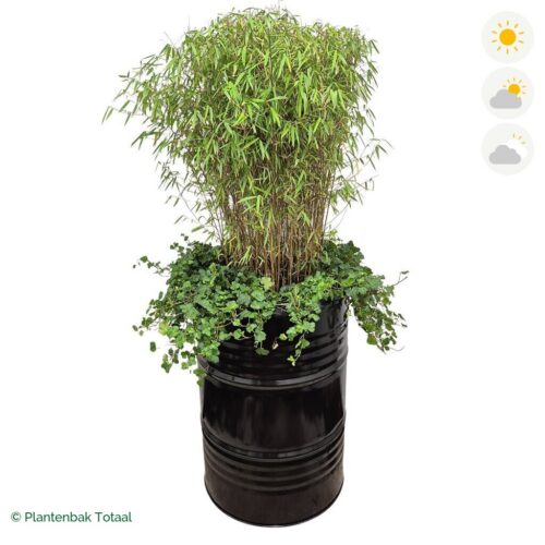 productfoto van plantenbak Metalen Olievat Bamboe Combinatie