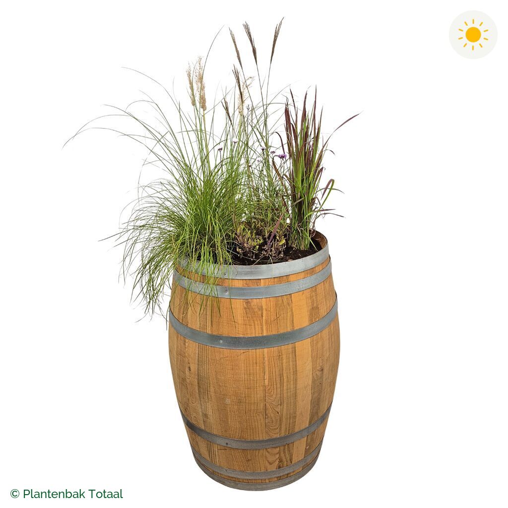 productfoto van plantenbak Eikenhout Wijnvat Set Savanne